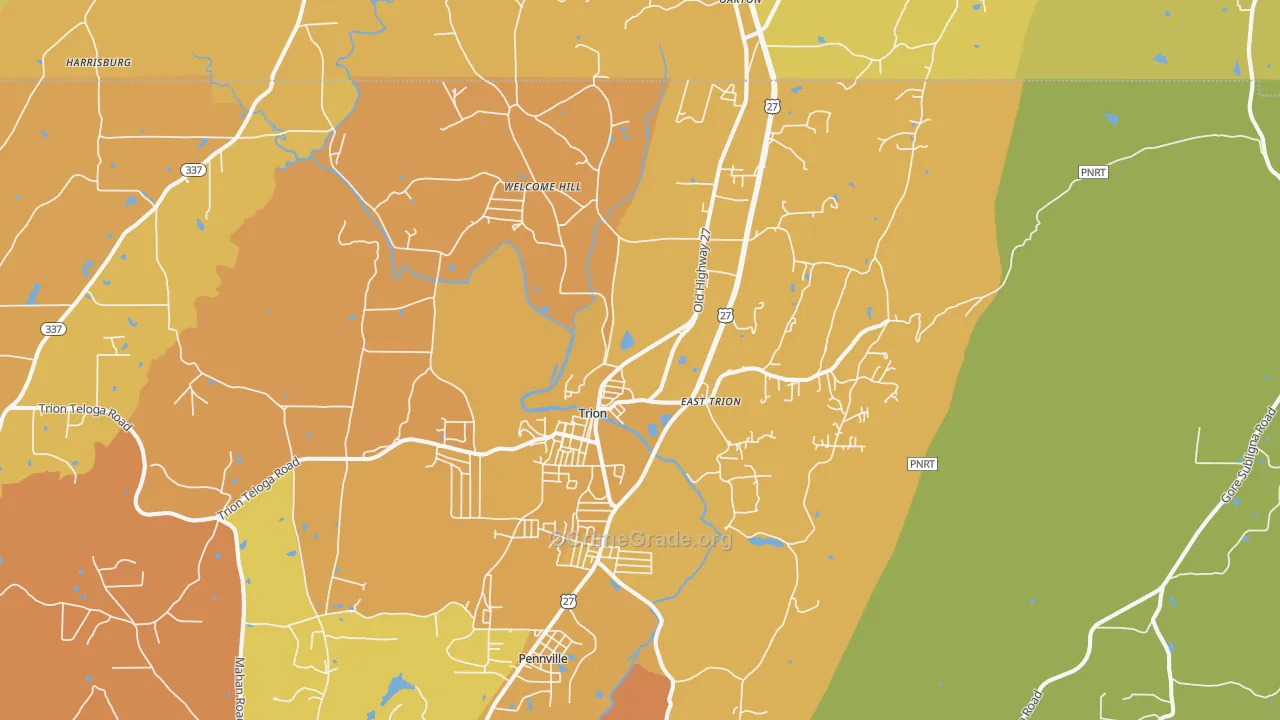 Trion, GA Map of Burglary Rates
