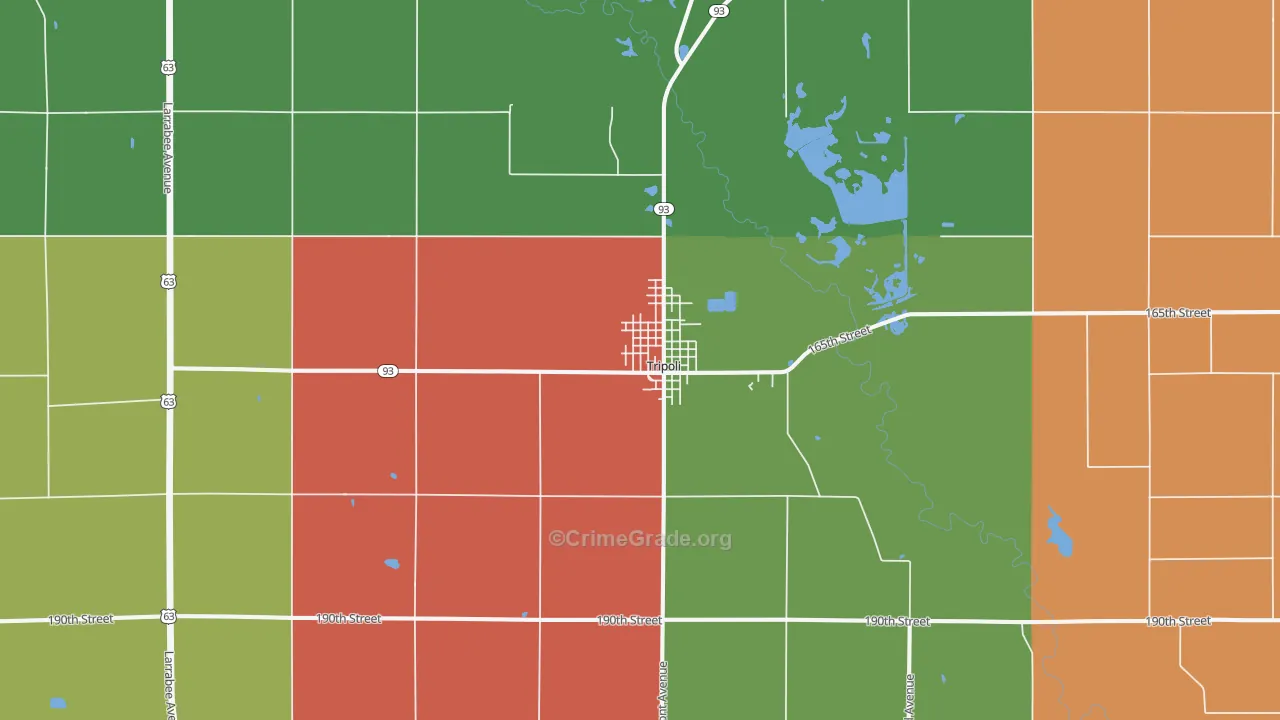 Tripoli, IA Map of Burglary Rates