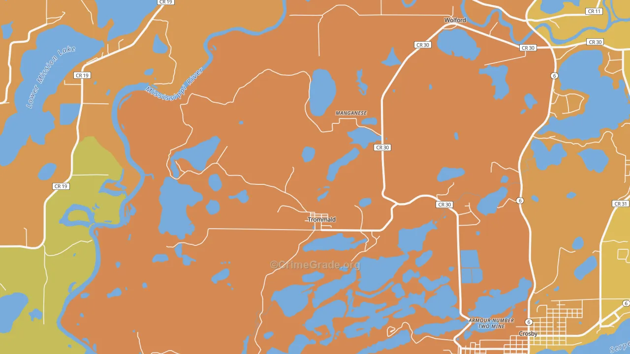 Trommald, MN Map of Burglary Rates