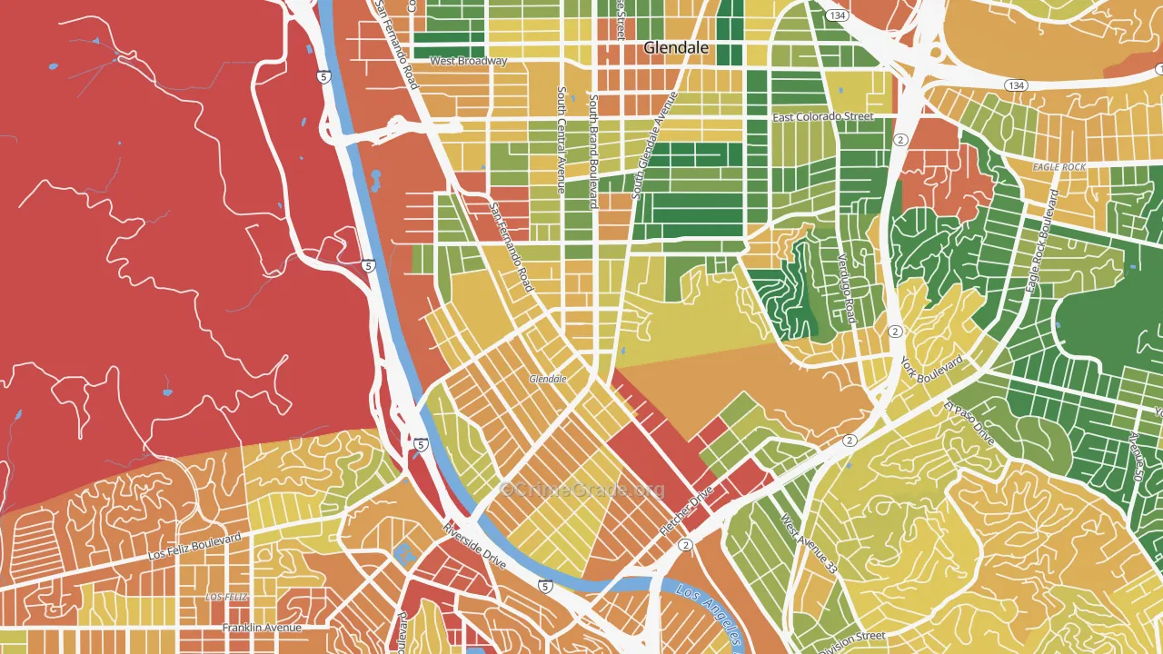 Tropico, Glendale, CA Map of Burglary Rates