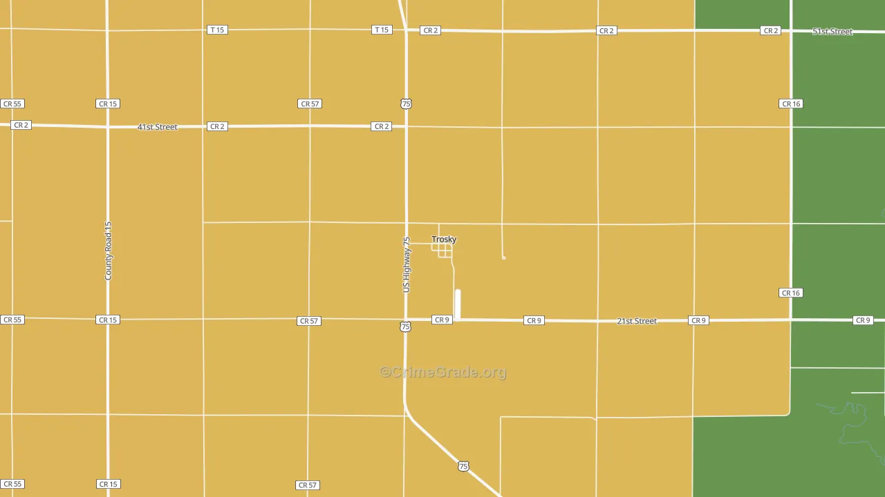 Trosky, MN Map of Burglary Rates