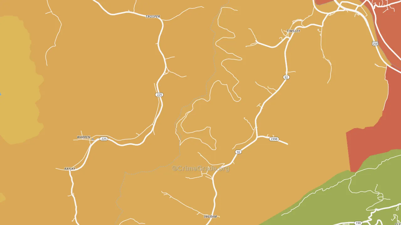 Trosper, KY Map of Burglary Rates