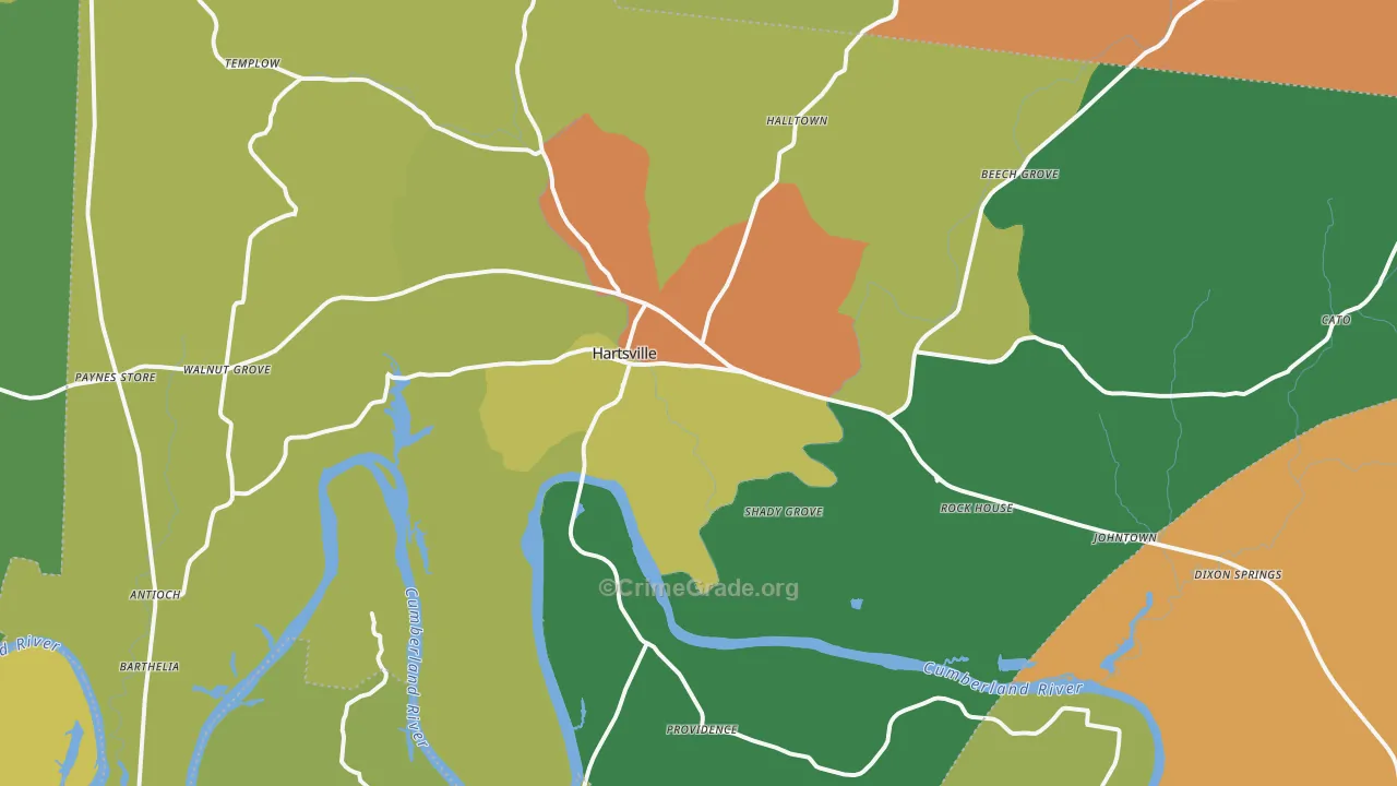 Trousdale County, TN Map of Burglary Rates