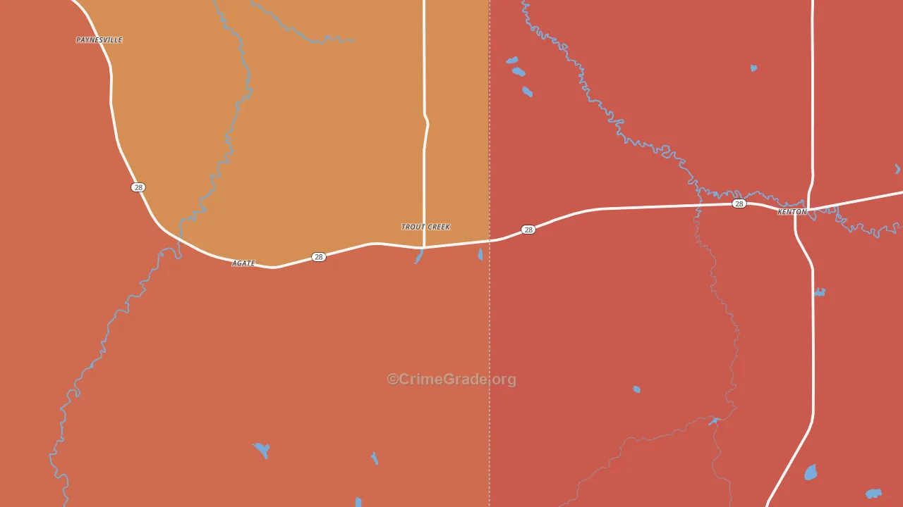 Trout Creek, MI Map of Burglary Rates
