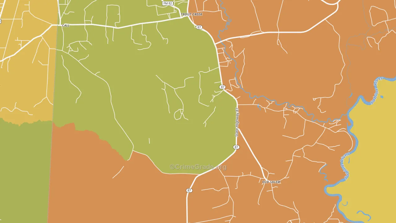 Trout Creek, TX Map of Burglary Rates