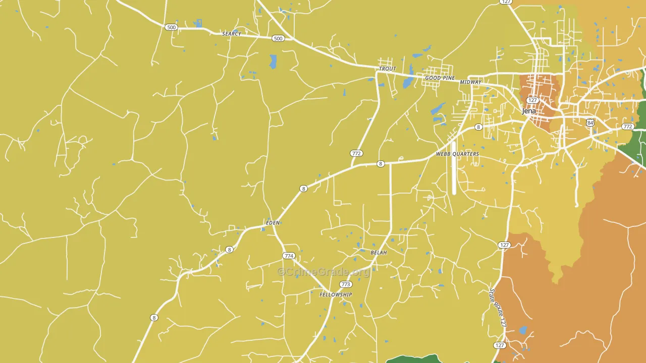 Trout, LA Map of Burglary Rates