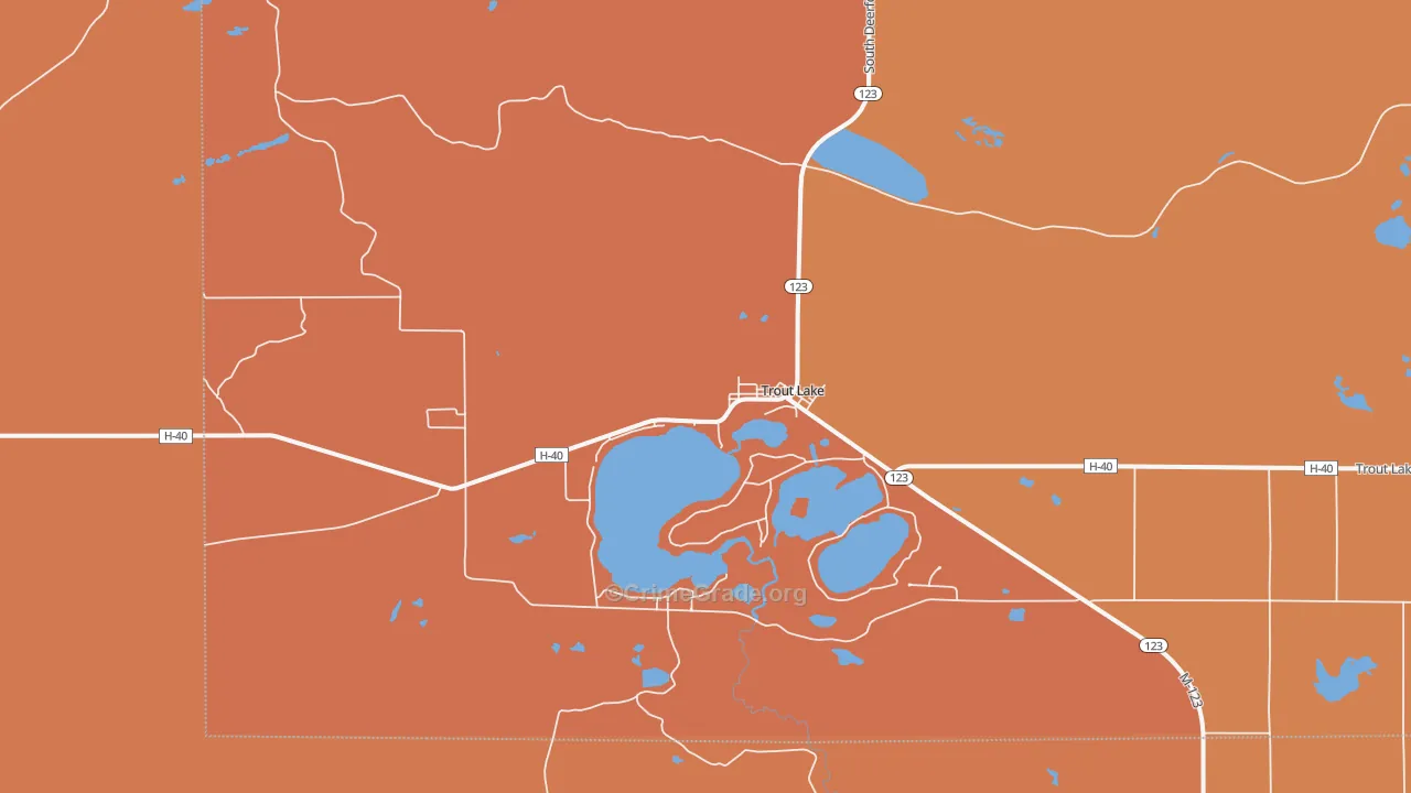 Trout Lake, MI Map of Burglary Rates