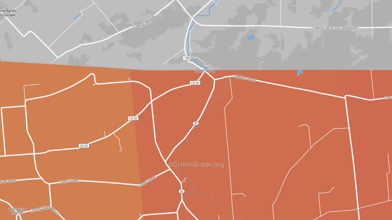 Trout River, NY Map of Burglary Rates