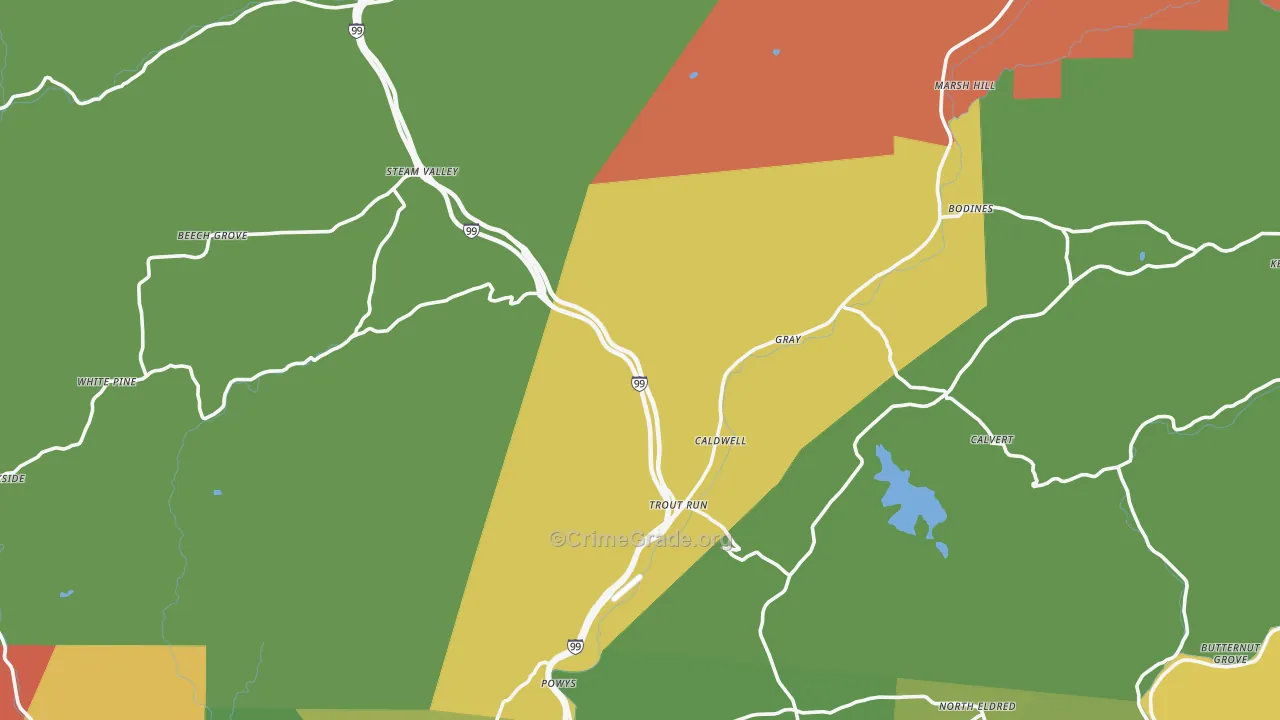 Trout Run, PA Map of Burglary Rates