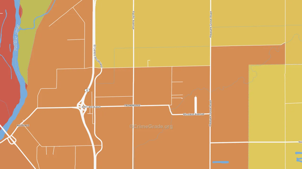Trowbridge, CA Map of Burglary Rates