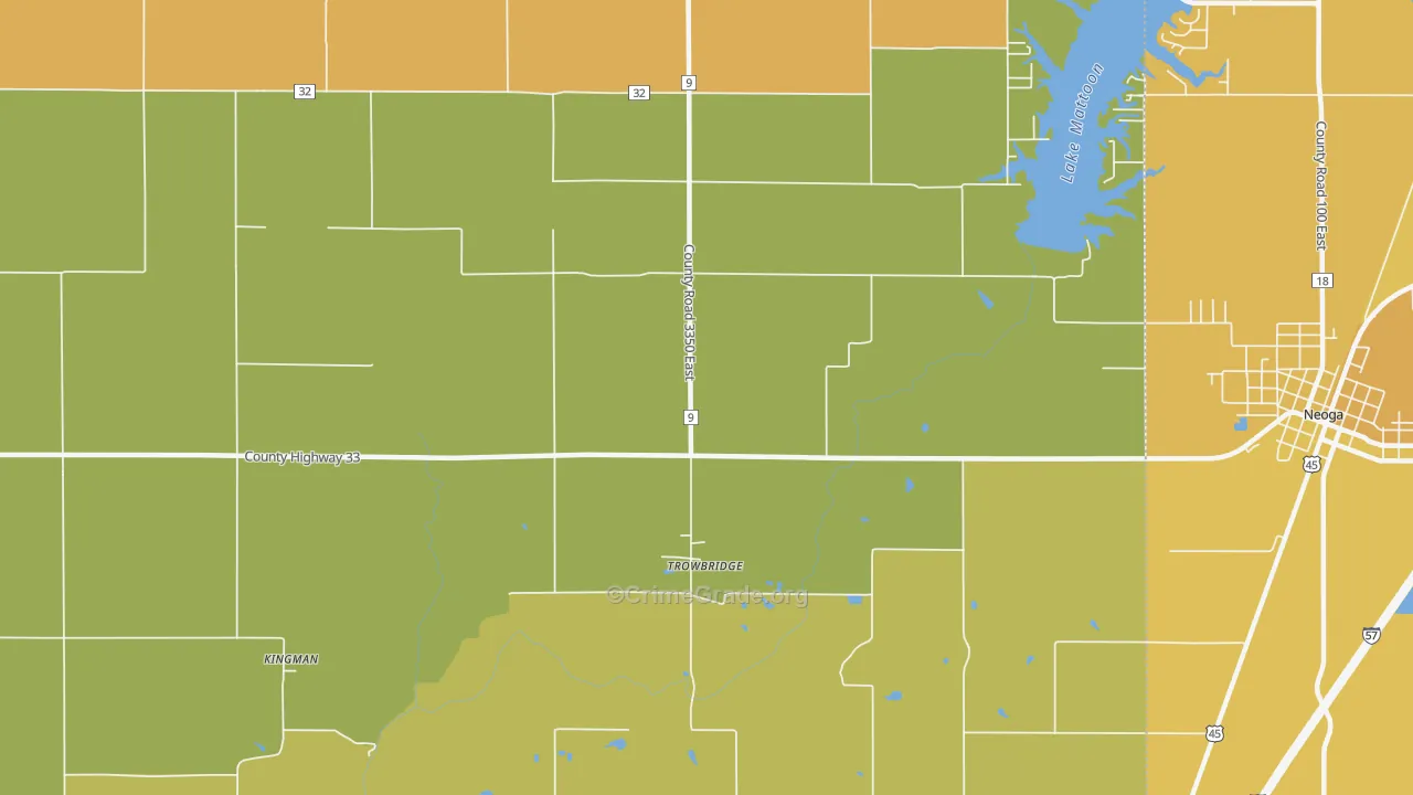 Trowbridge, IL Map of Burglary Rates