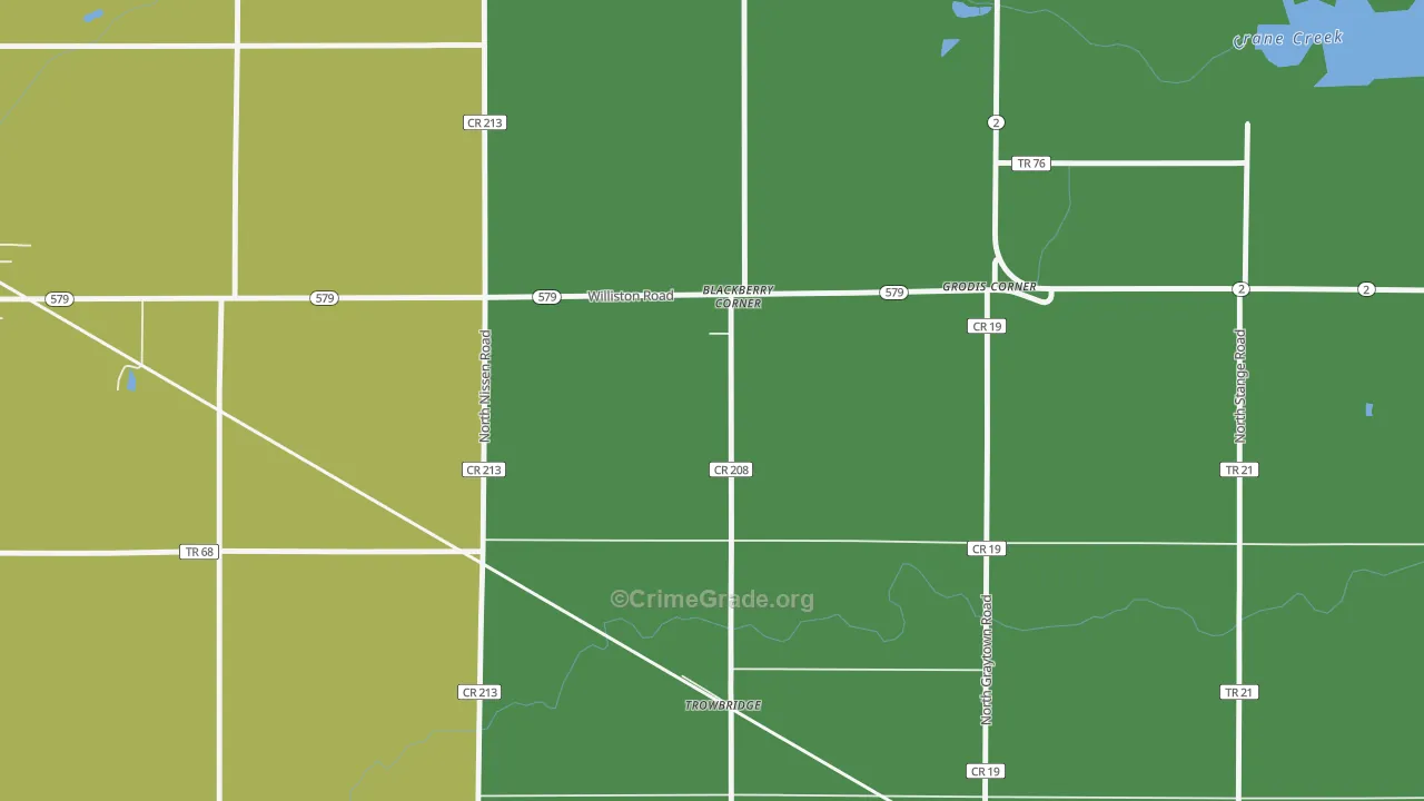 Trowbridge, OH Map of Burglary Rates