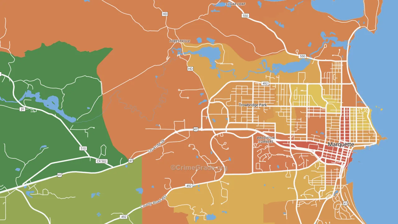 Trowbridge Park, MI Map of Burglary Rates