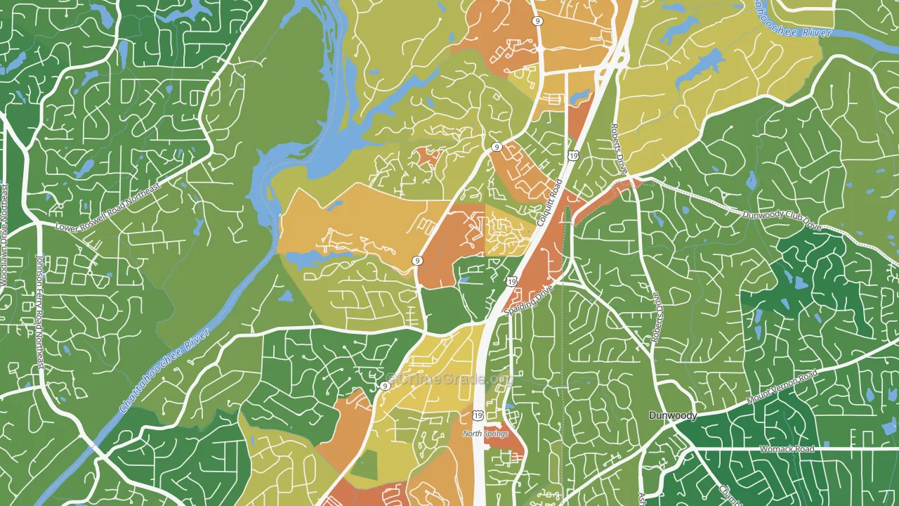 Trowbridge Square, Sandy Springs, GA Map of Burglary Rates