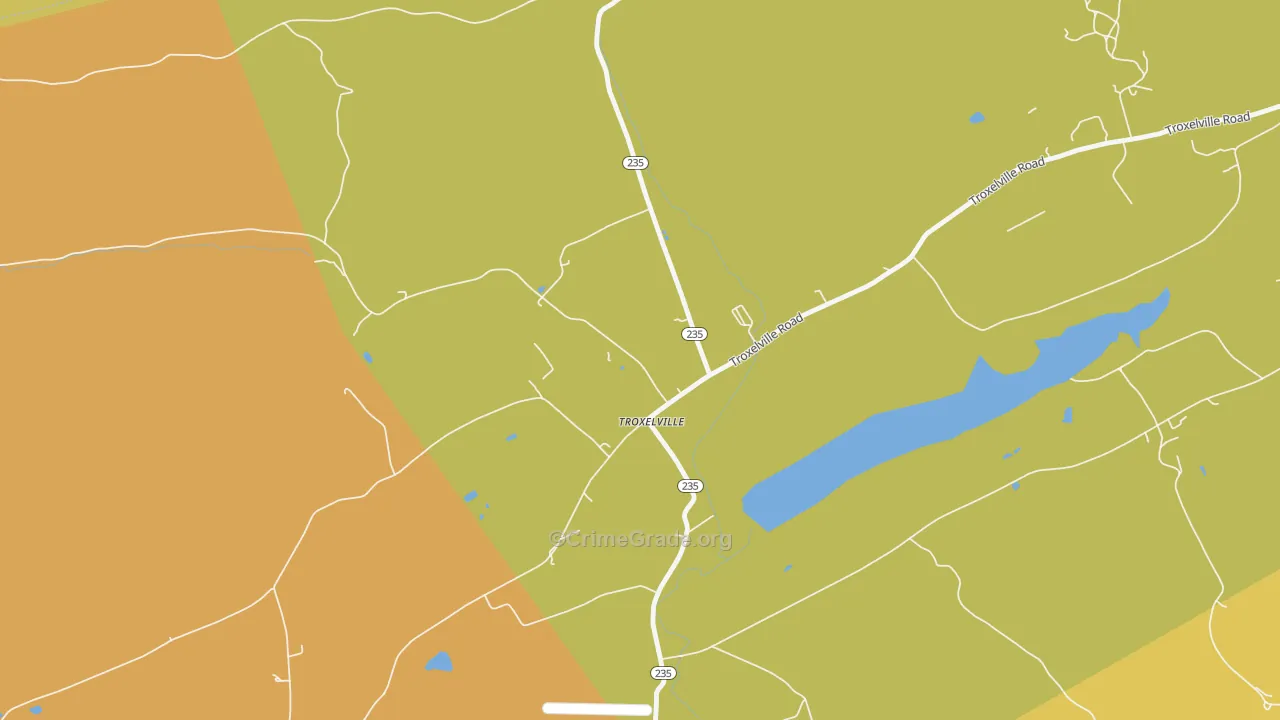 Troxelville, PA Map of Burglary Rates