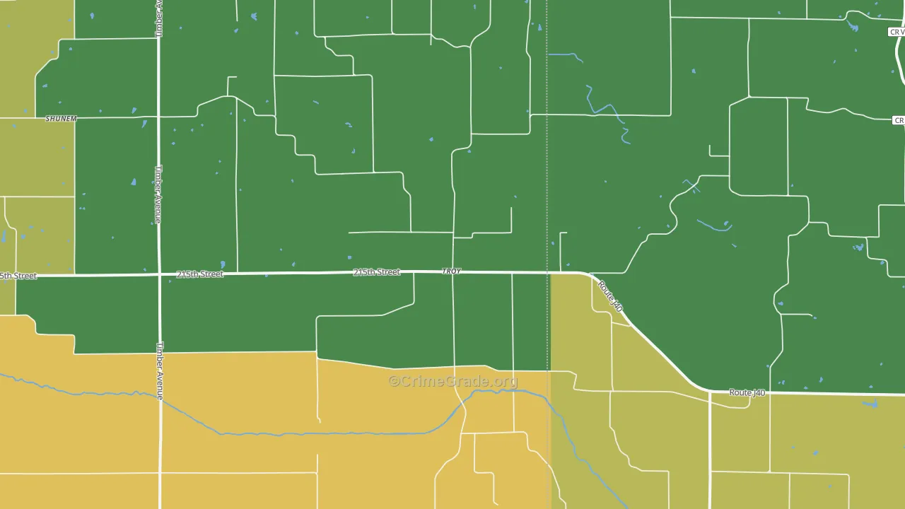 Troy, IA Map of Burglary Rates