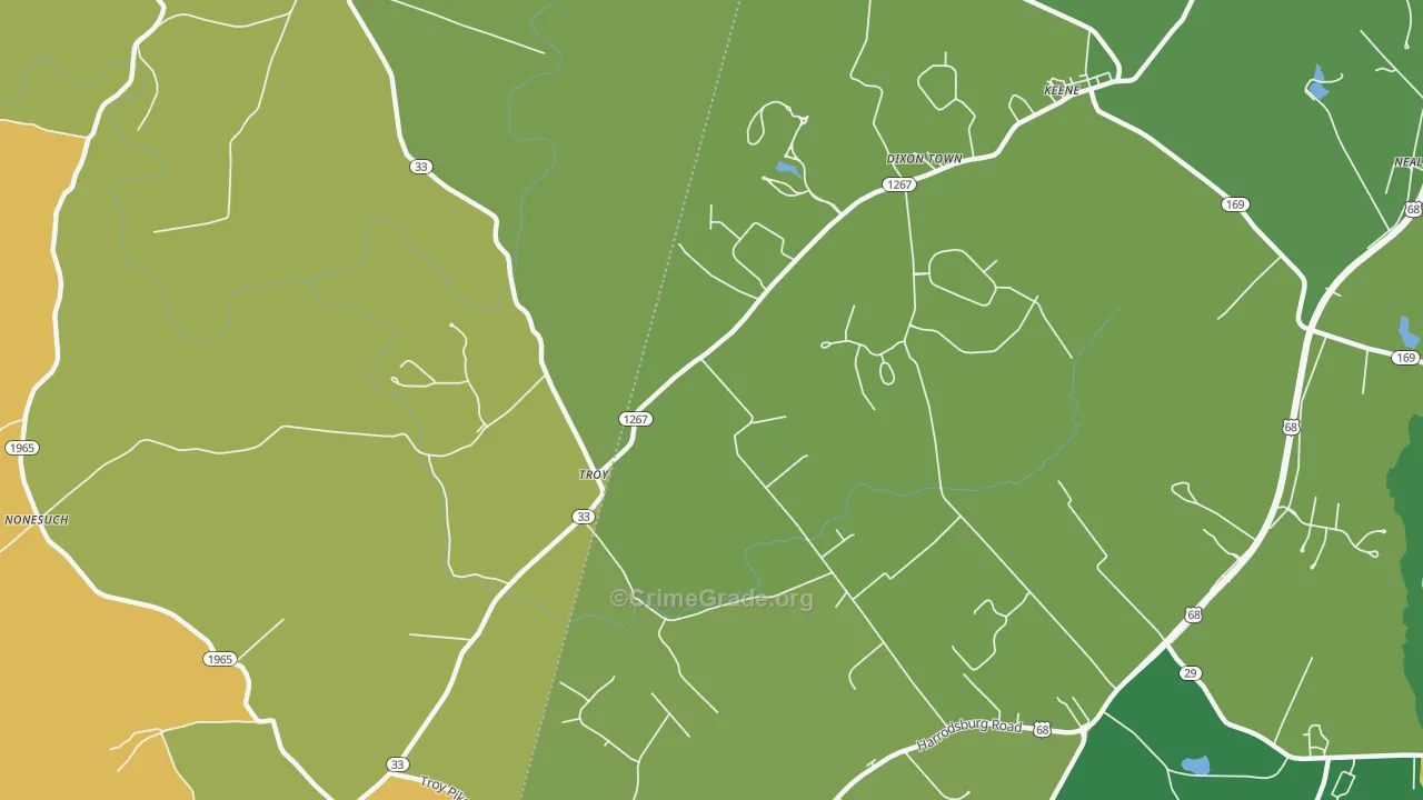 Troy, KY Map of Burglary Rates