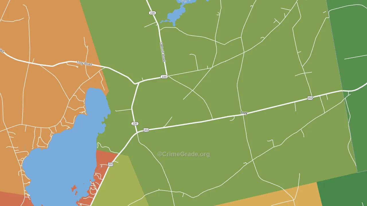 Troy, ME Map of Burglary Rates