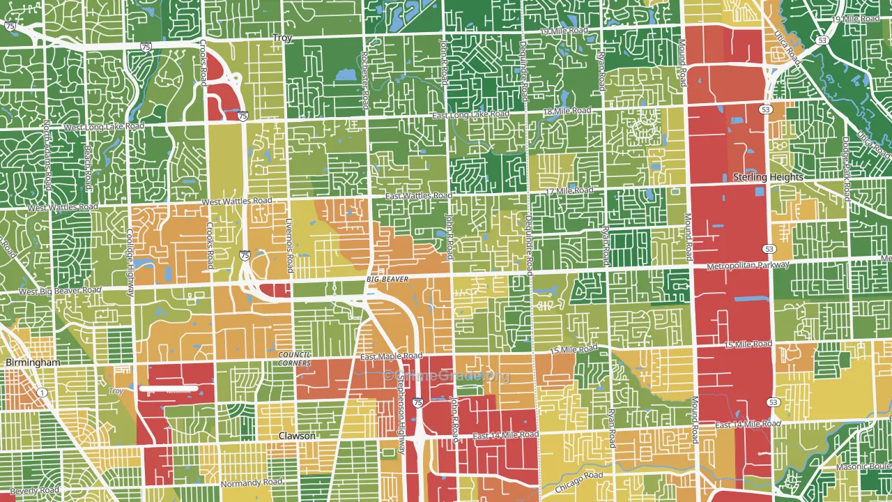 Troy, MI Map of Burglary Rates