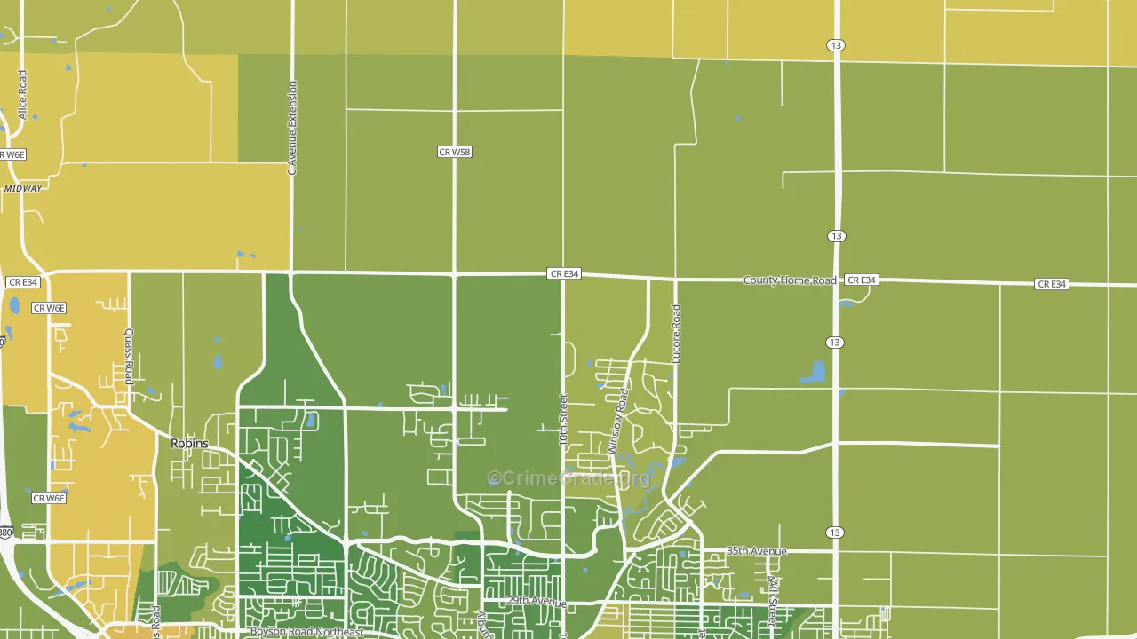 Troy Mills, IA Map of Burglary Rates