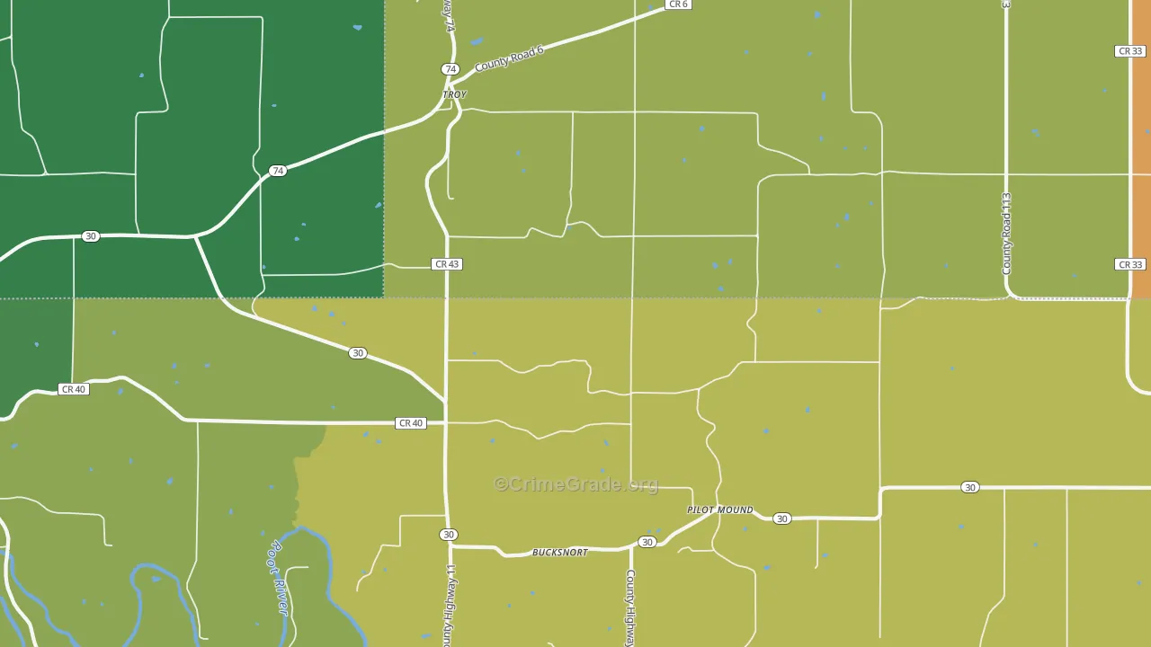 Troy, MN Map of Burglary Rates
