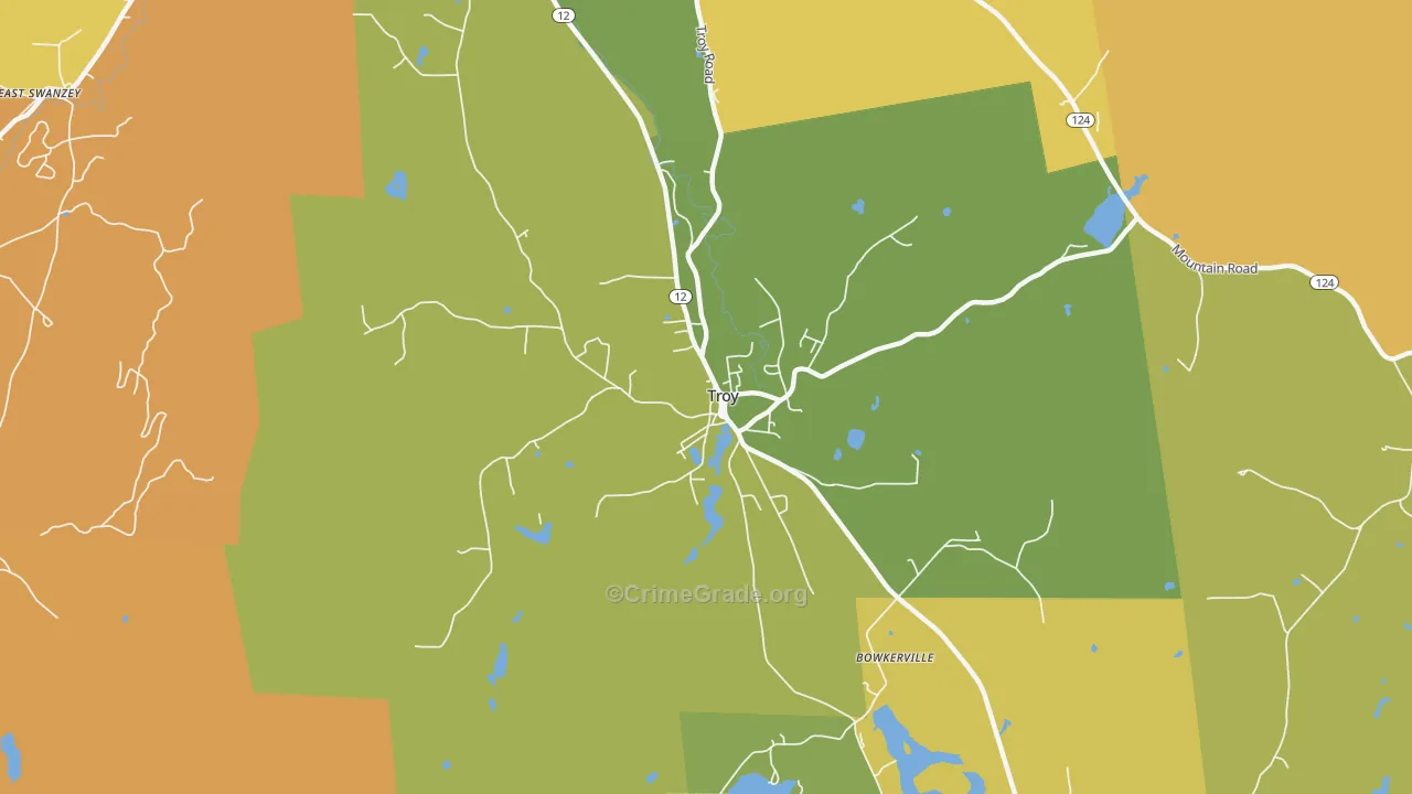 Troy, NH Map of Burglary Rates