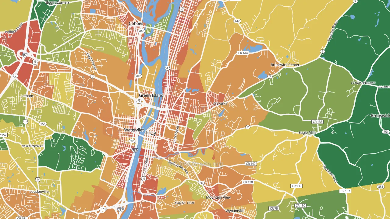 Troy, NY Map of Burglary Rates