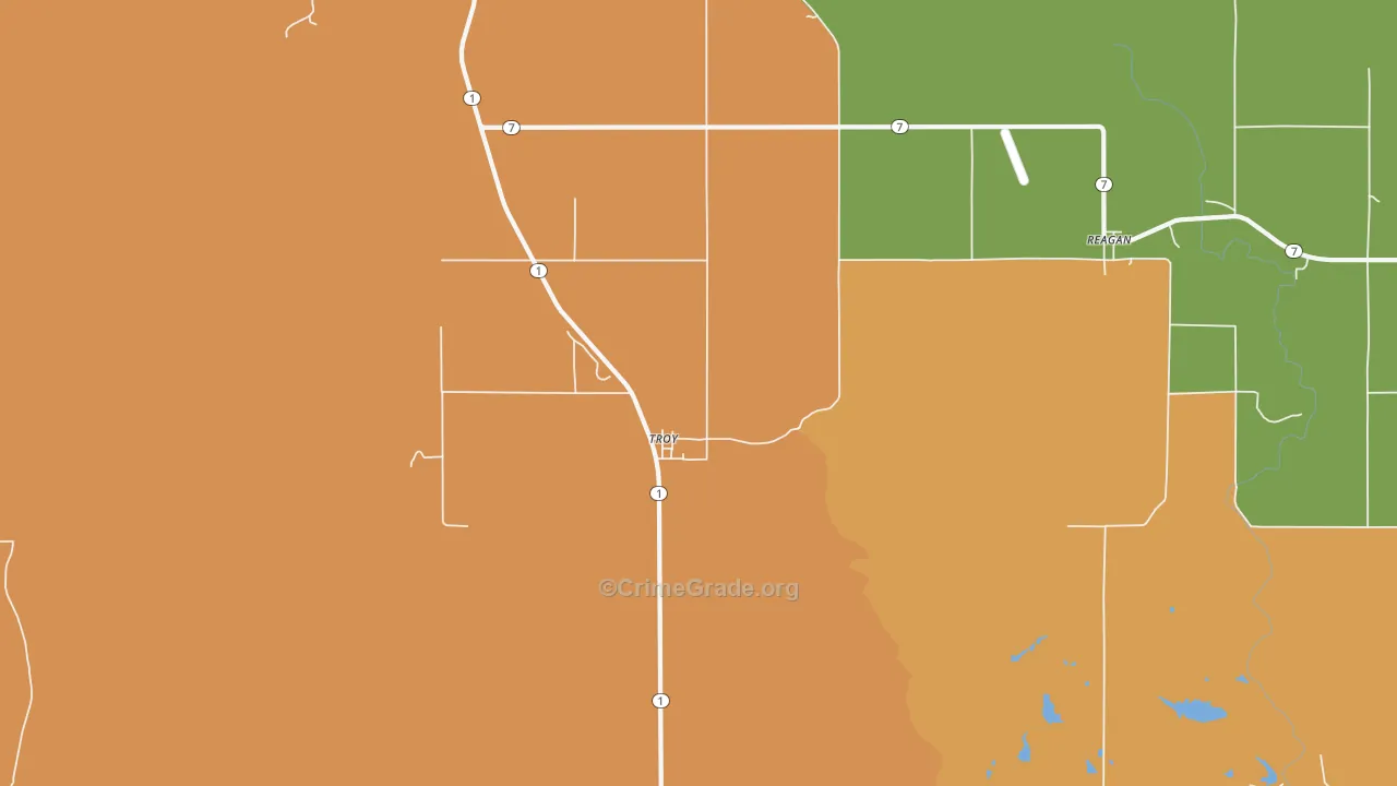 Troy, OK Map of Burglary Rates