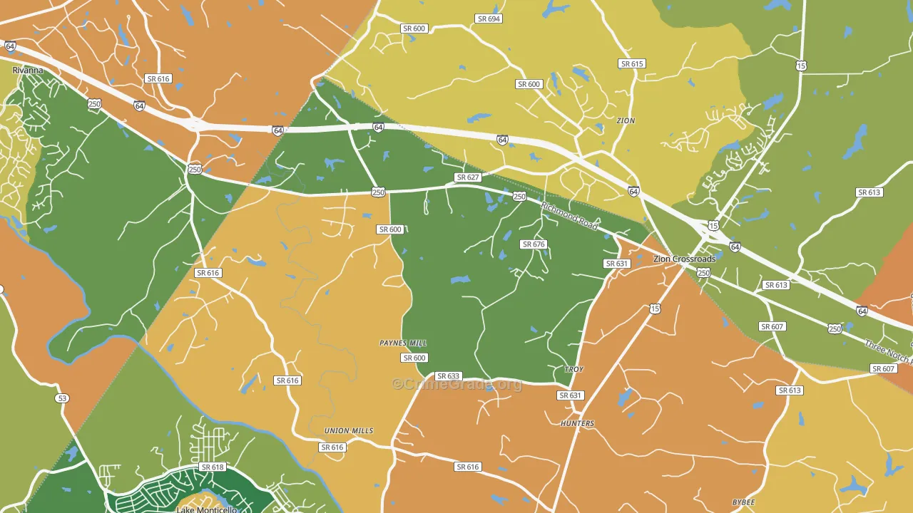 Troy, VA Map of Burglary Rates