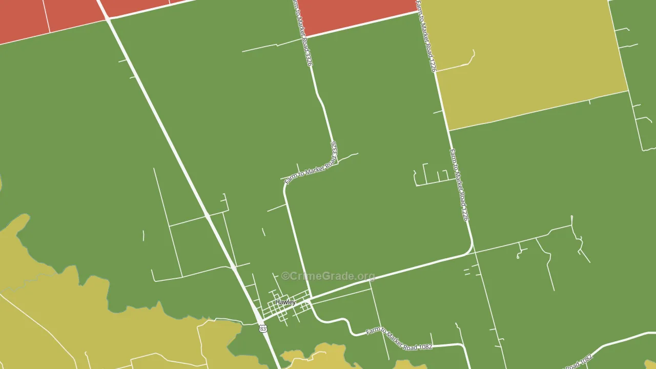 Truby, TX Map of Burglary Rates