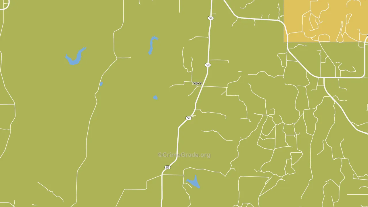 Truce, TX Map of Burglary Rates