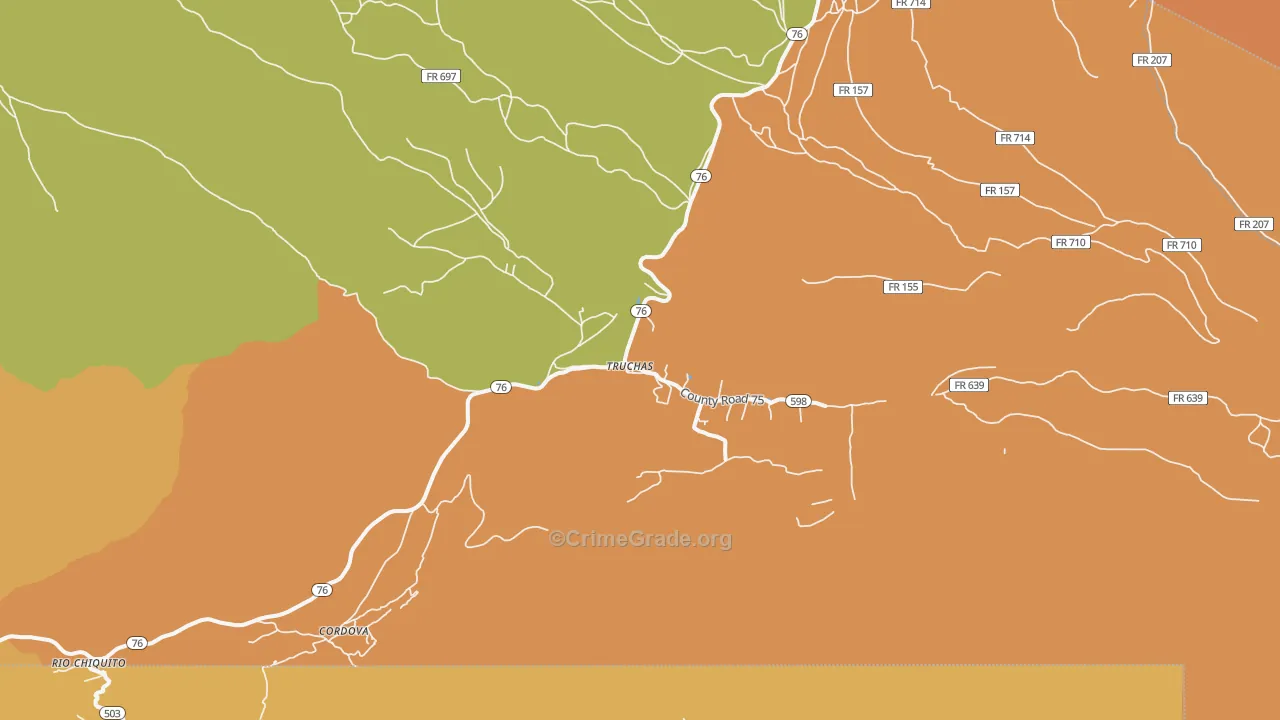 Truchas, NM Map of Burglary Rates