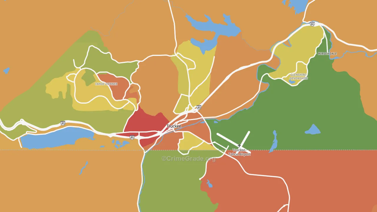 Truckee, CA Map of Burglary Rates