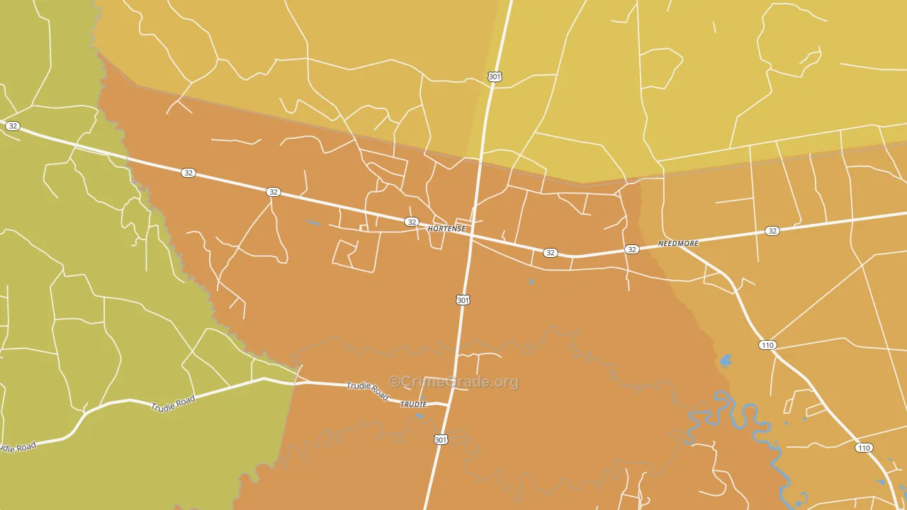 Trudie, GA Map of Burglary Rates