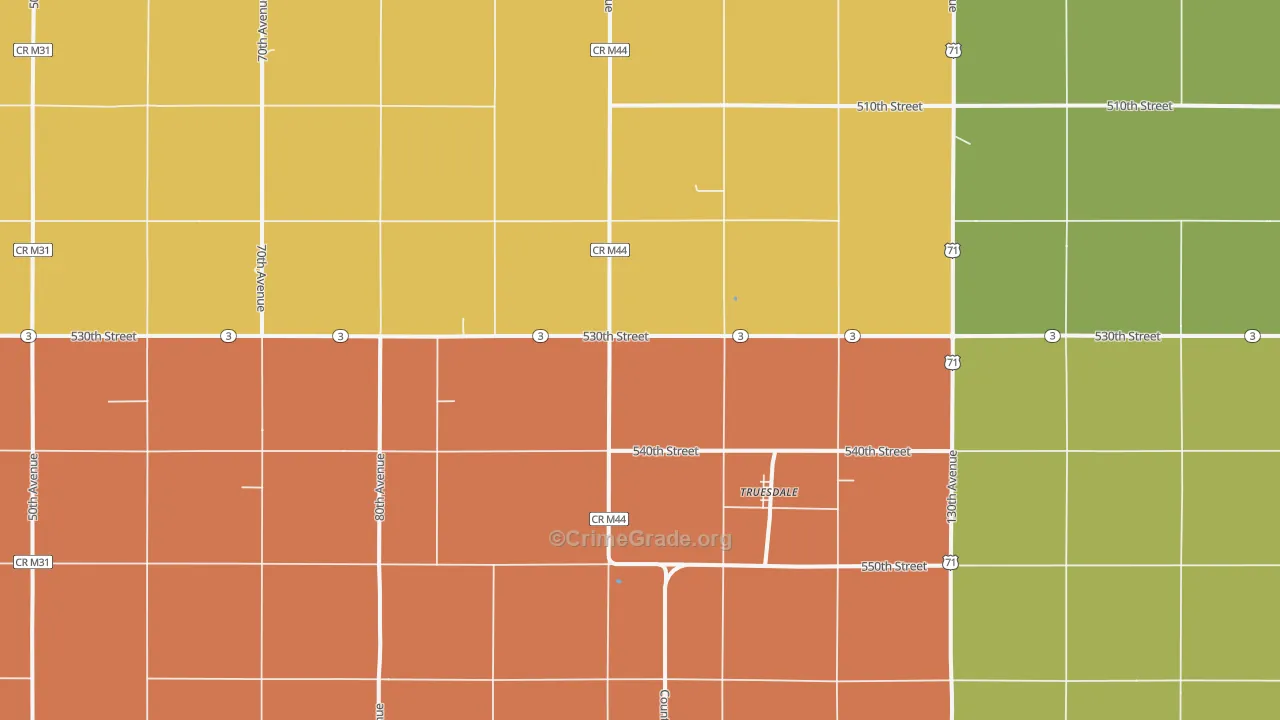 Truesdale, IA Map of Burglary Rates
