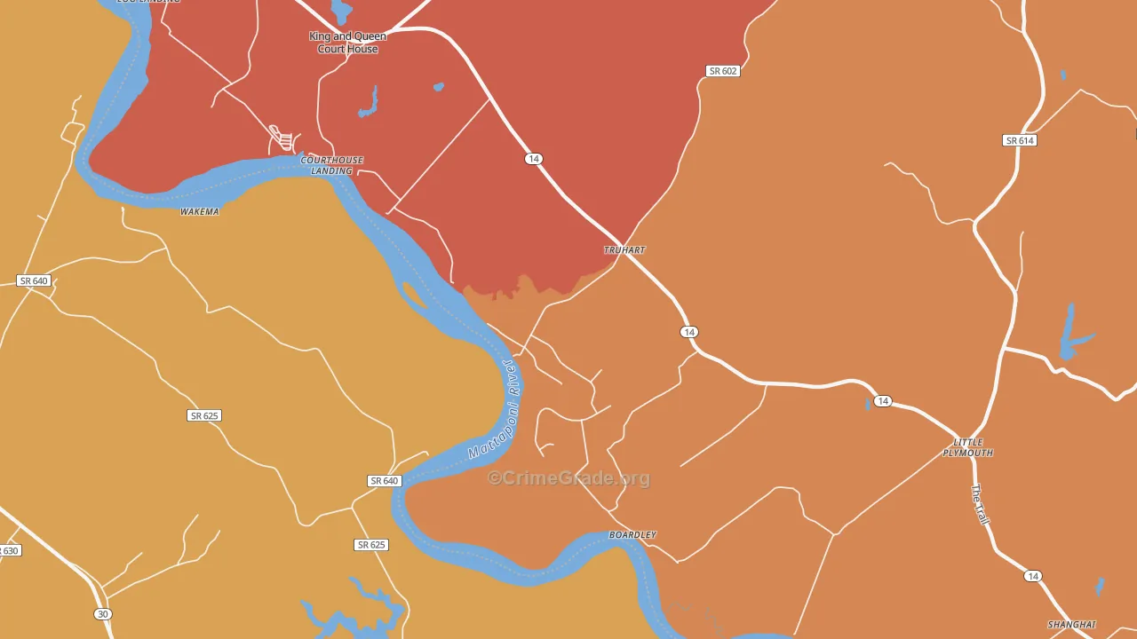 Truhart, VA Map of Burglary Rates