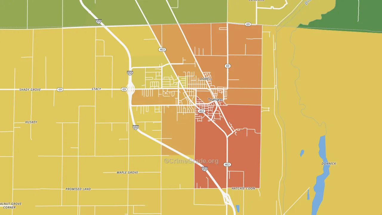 Trumann, AR Map of Burglary Rates