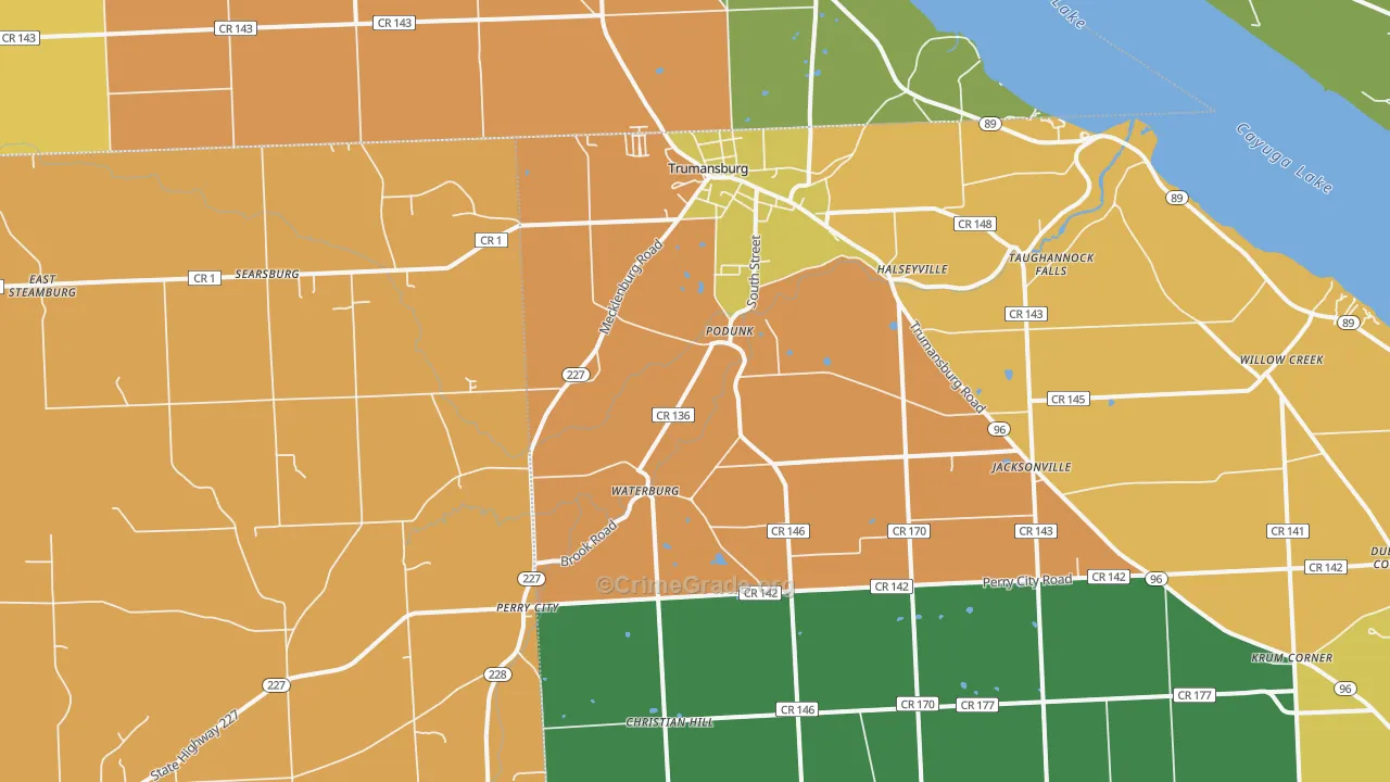 Trumansburg, NY Map of Burglary Rates