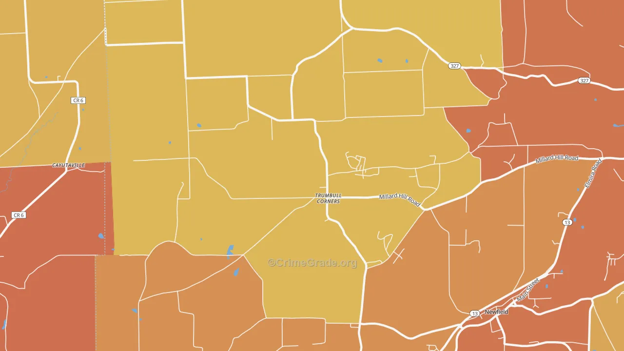 Trumbull Corners, NY Map of Burglary Rates