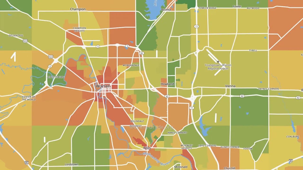 Trumbull County, OH Map of Burglary Rates