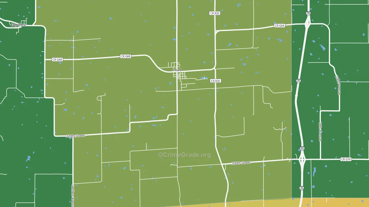 Truro, IA Map of Burglary Rates