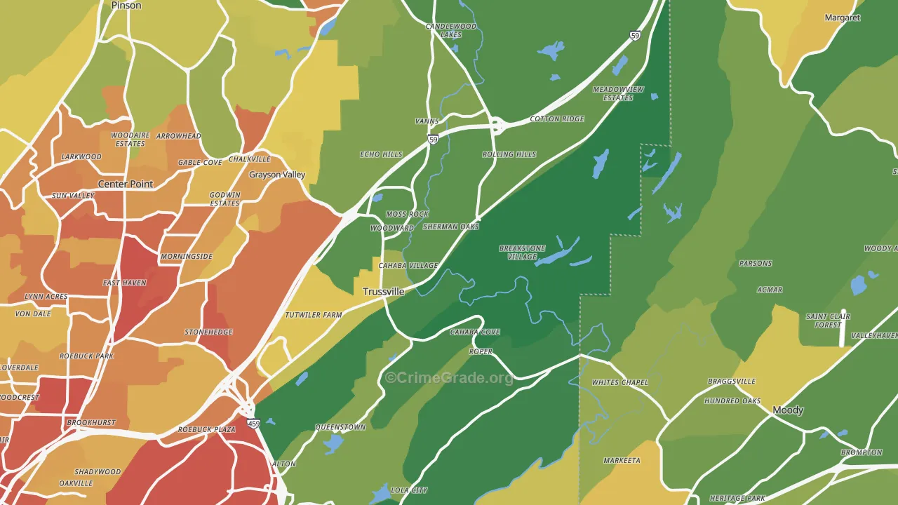 Trussville, AL Map of Burglary Rates
