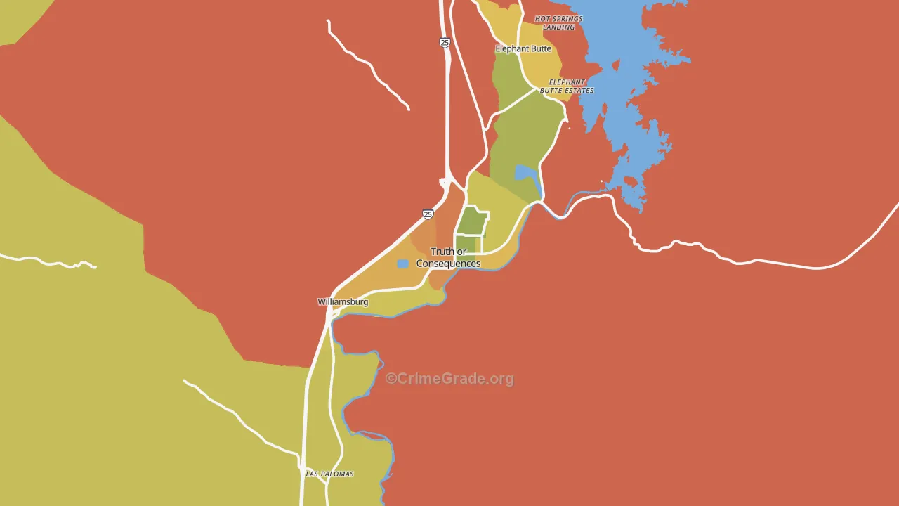 Truth Or Consequences, NM Map of Burglary Rates