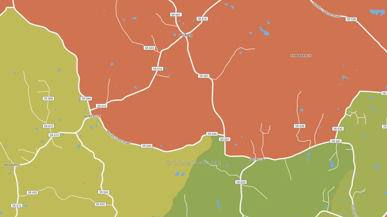 Truxillo, VA Map of Burglary Rates