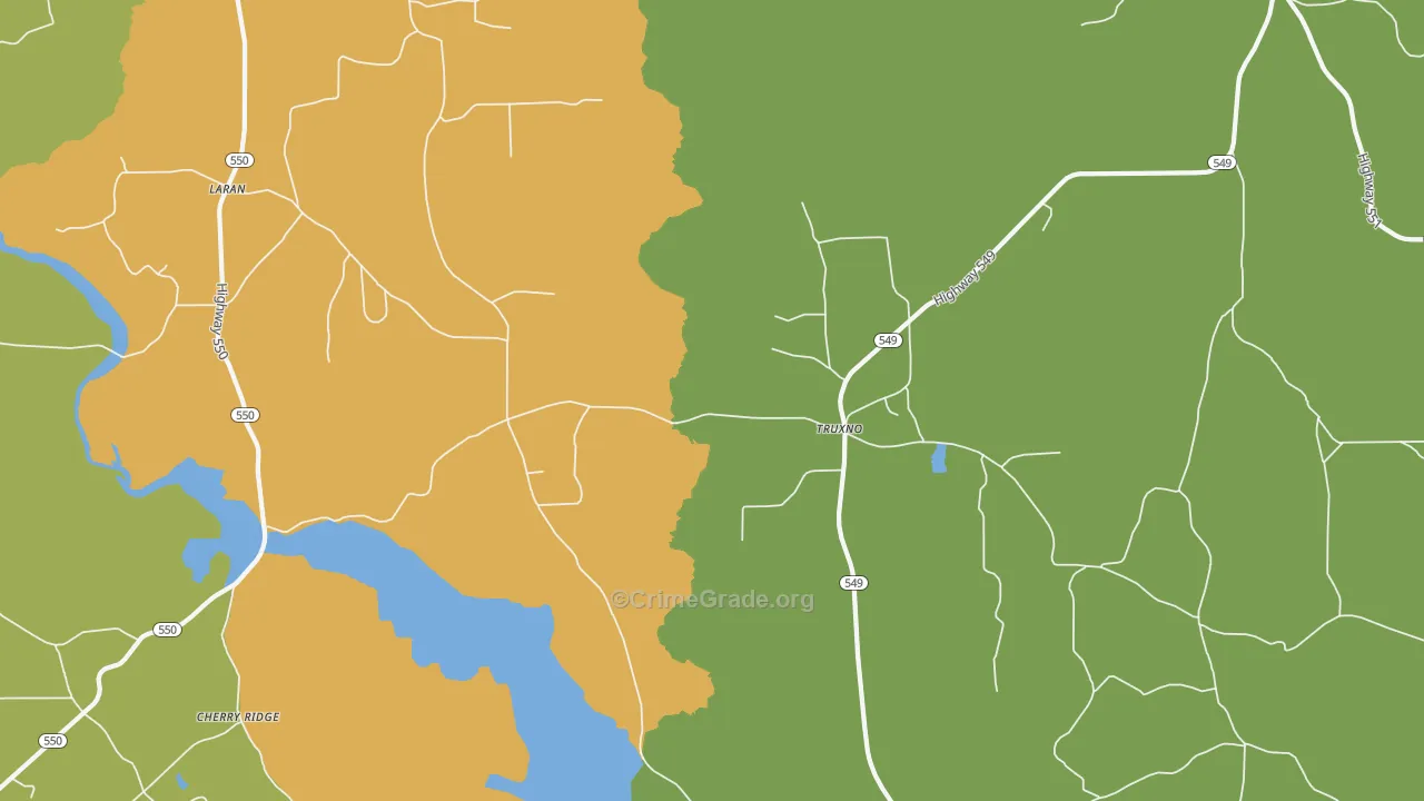 Truxno, LA Map of Burglary Rates