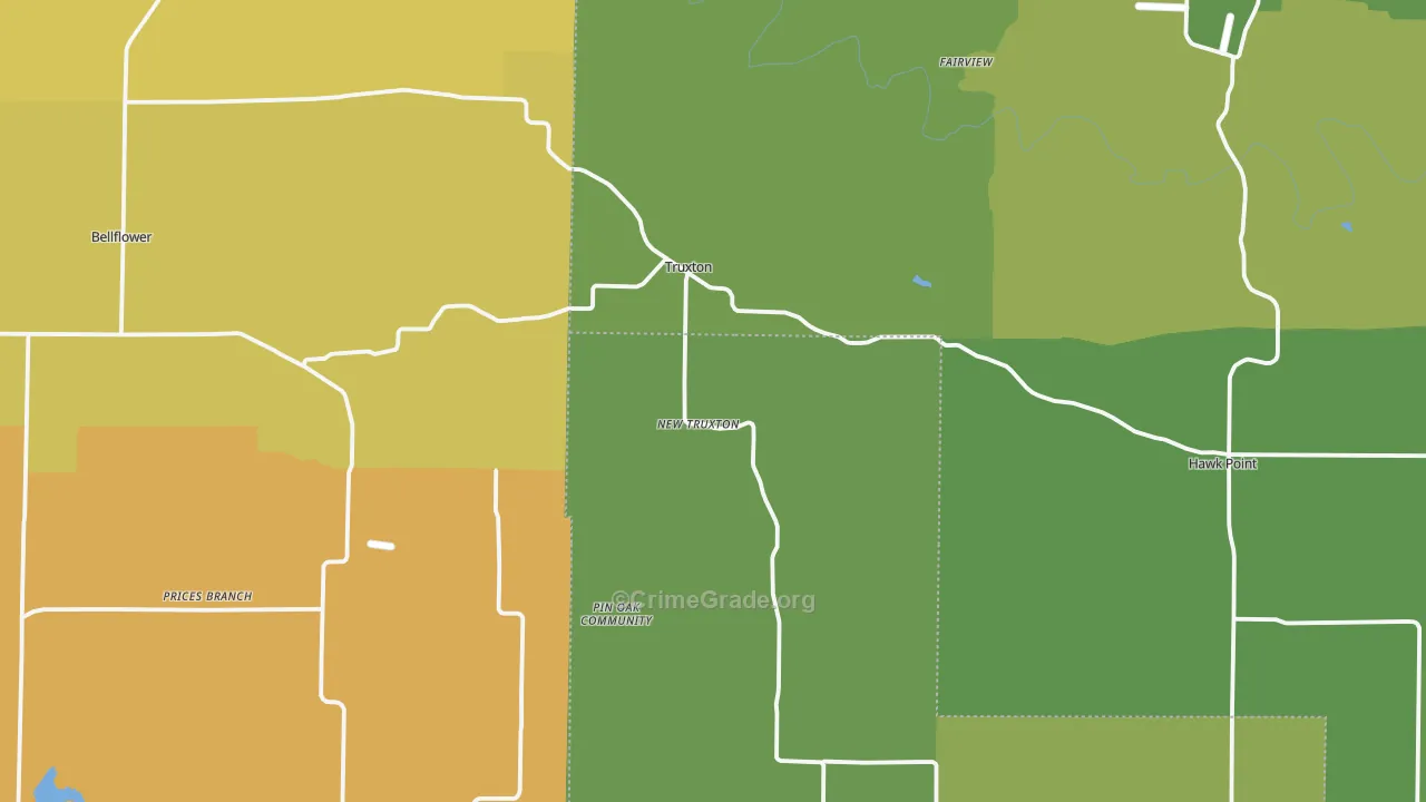 Truxton, MO Map of Burglary Rates