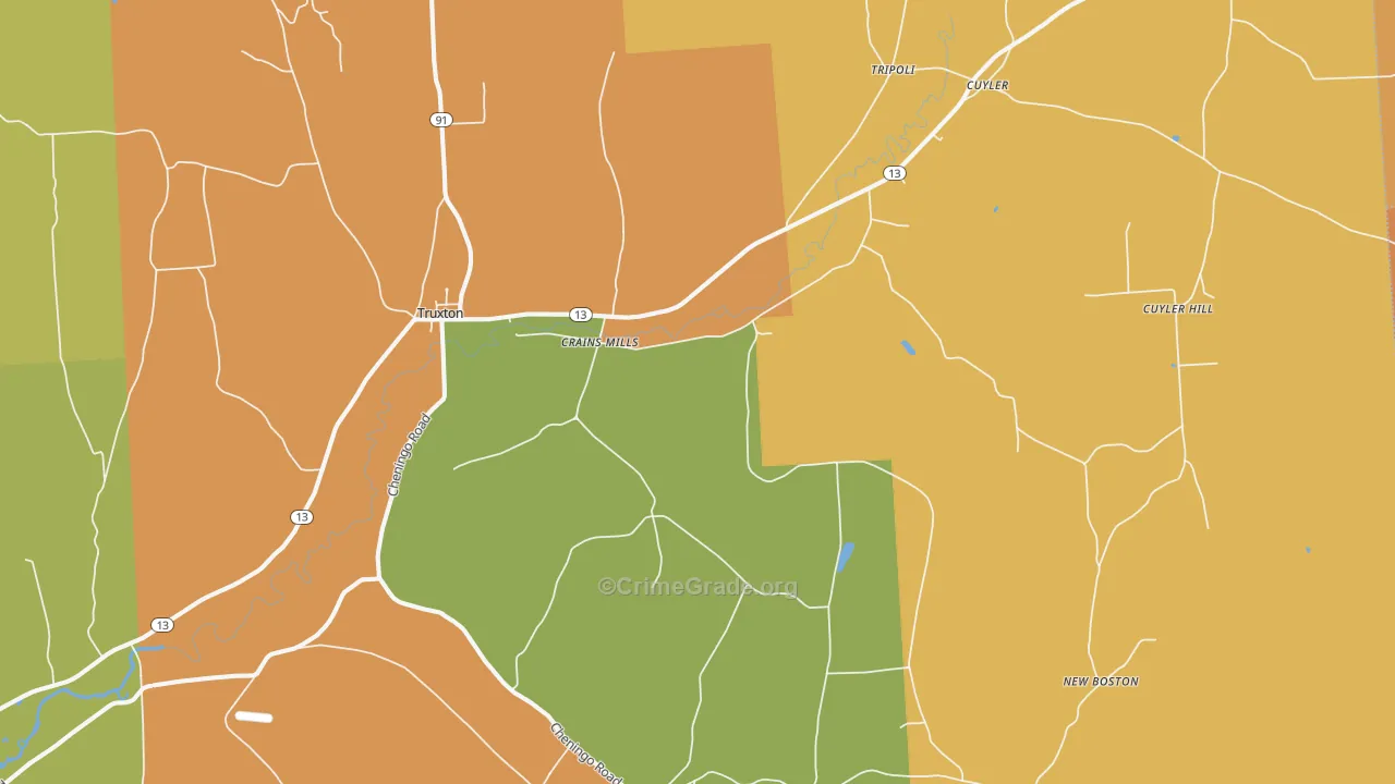Truxton, NY Map of Burglary Rates