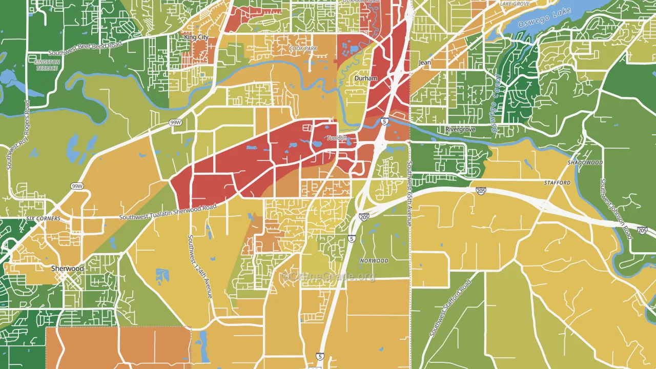 Tualatin, OR Map of Burglary Rates