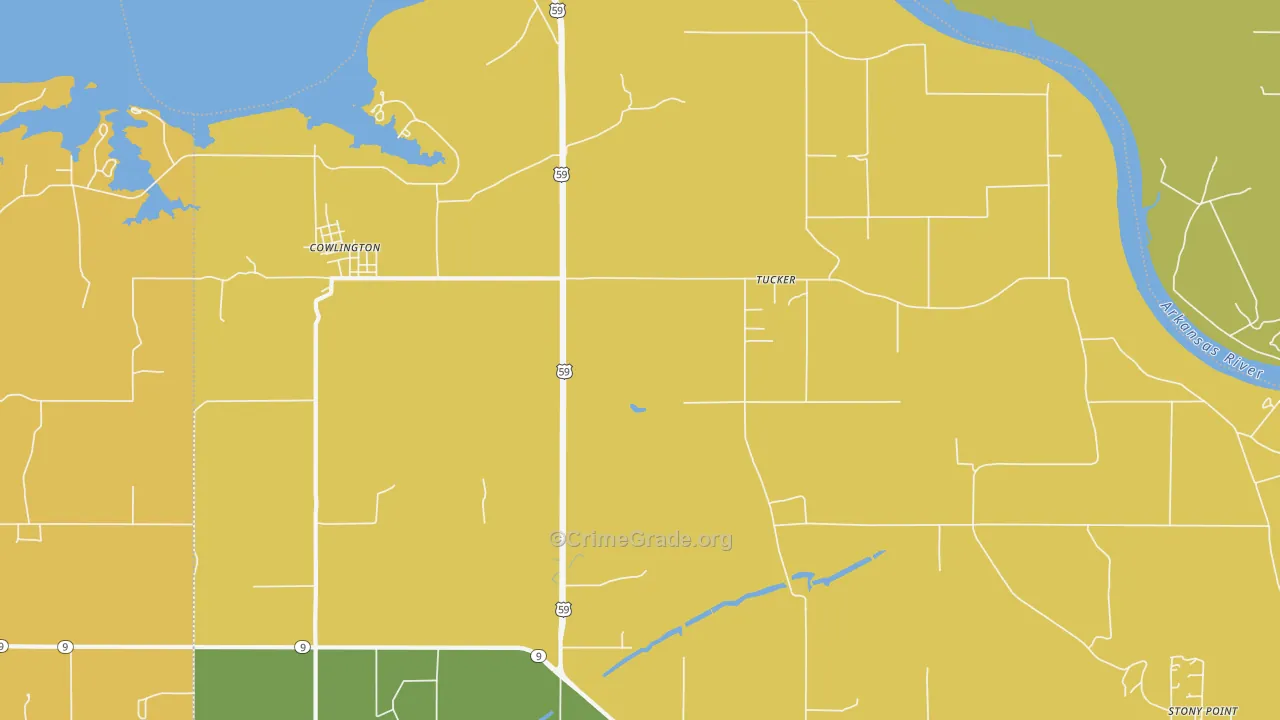 Tucker, OK Map of Burglary Rates