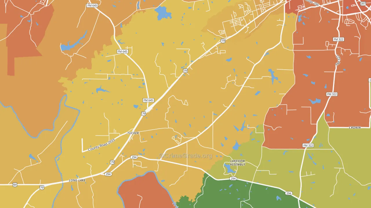 Tucker, TX Map of Burglary Rates